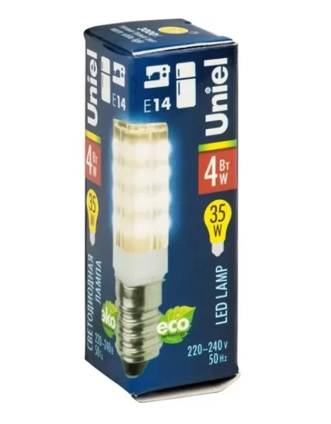 Светодиодная лампа для холодильников и швейных машин Uniel LED-Y16-4W/WW/E14/CL PLZ04WH UL-00000179